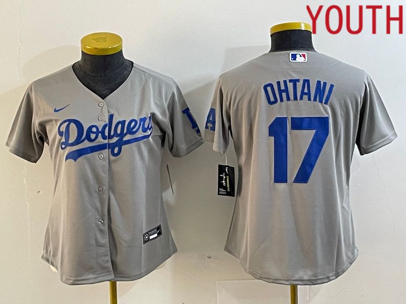 Youth Los Angeles Dodgers #17 Ohtani Grey Nike Game MLB Jersey style 1->youth mlb jersey->Youth Jersey